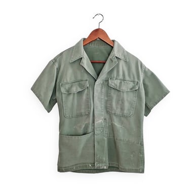 vintage army shirt / chore jacket / 1950s USMC P53 OG 107 short sleeve chore work jacket Small 
