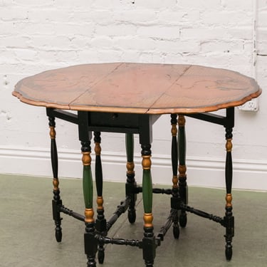 Vintage Design Chinoiserie Table 1880-1900 Handmade Chinese Chinoiserie Gateleg Sutherland Extending Table