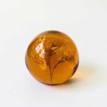 Vintage Amber Art Glass Paperweight 
