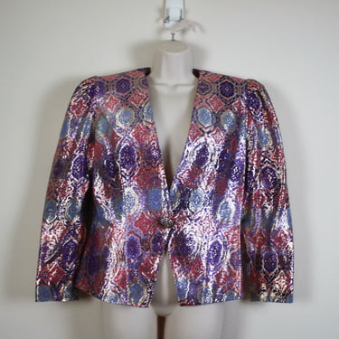 Vintage 80s Metallic Purple, Pink & Blue Sparkle Jacket 