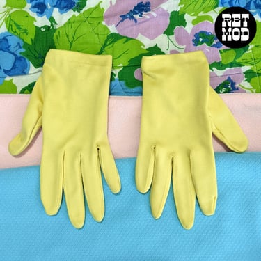Sweet Vintage 60s 70s Pastel Yellow Tea Gloves 