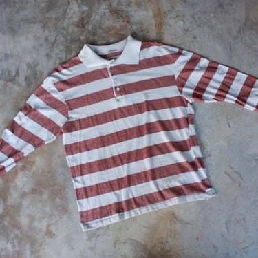 70s Mcgregor Poly Knit Striped Rugby, Red And Blue 70s Rugby Shirt