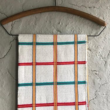 French Basque Cloth, Tablecloth, Runner, Linen, Cotton, Pinstripe Pattern, Red, Yellow, Green, Farmhouse, Farm Table 