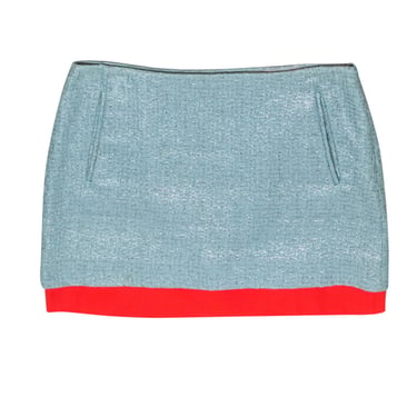 Diane von Furstenberg - Light Blue & Orange Tweed Mini Skirt Sz 4