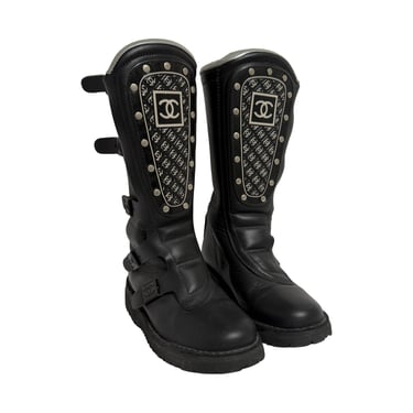 Chanel Black 2003 Motorcycle Boots