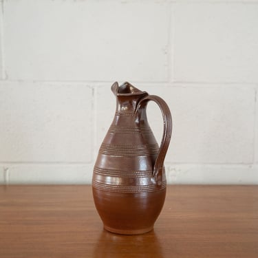 vintage french stoneware pitcher with narrow opening