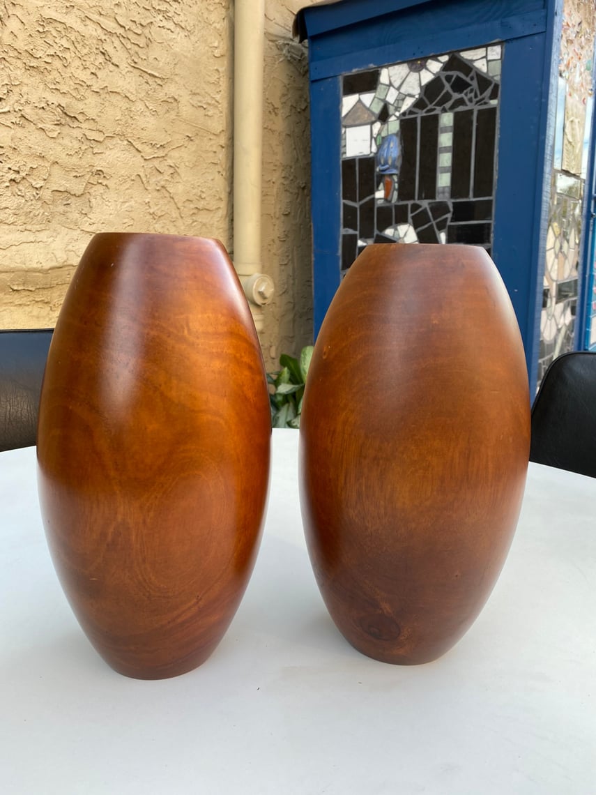 Vintage turned wood vase mid century vase a pair VintaDelphia