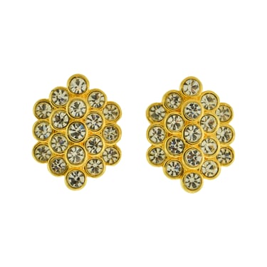 Nolan Miller Vintage Golden Rhinestone Honeycomb Earrings