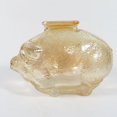 Vintage Peach Carnival Glass Piggy Bank - Marigold Glass Pig Bank 