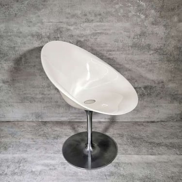 1 of 6 White Eros chair with aluminum swivel base by Philippe Starck for Kartell. Made in Italy. 