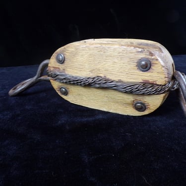 ws/Double Sheave Wood Block with Braided Wire Wrap