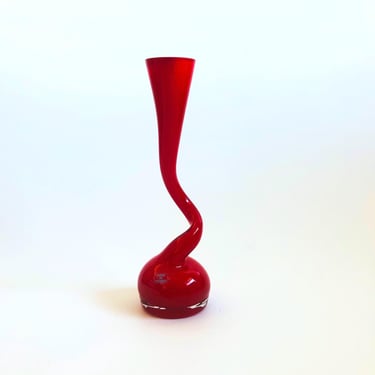 Norman Copenhagen Red Cased Glass Swing Vase 