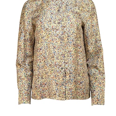 Tory Burch - Yellow Multi Abstract Print Blouse Sz 8