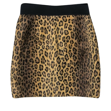 Milly - Tan &amp; Black Leopard Print Fuzzy Skirt Sz 0