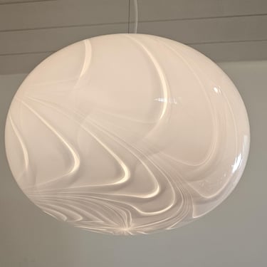 Vintage XL Murano Spiral Patern Glass Chandalier/ Murano Pendant Light Fixture/ Mid Century X Large Murano Ceiling Lamp/ Sphere Hanging Lamp 