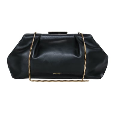 DeMellier - Black Smooth Leather Pouch-Style Bag w/ Chain Strap