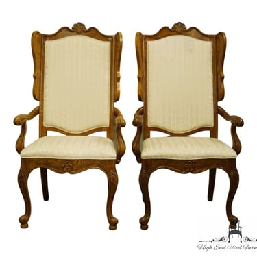 Set of 2 UNIQUE FURNITURE MAKERS Italian Provincial Upholstered Dining Arm Chairs 