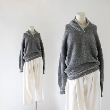 gray wool pullover sweater - m - vintage 90s y2k womens size medium usa made long sleeve sweater 