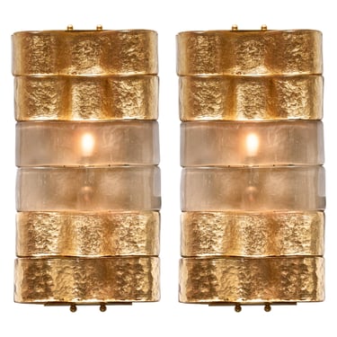 Curved Murano Glass Gold and Smoked Sconces