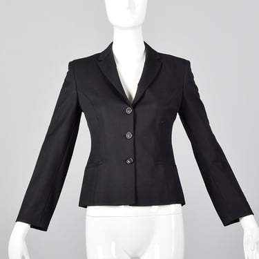 XS Piazza Sempione Classic Black Blazer Work Blazer Long Sleeve Button Front Timeless Sophisticated Vintage 