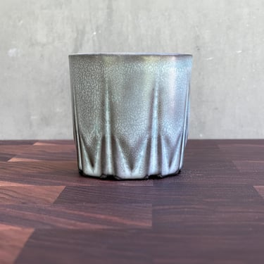 Black Porcelain Ceramic "Stealth" Cup  -  Satin Blue/ Brown 