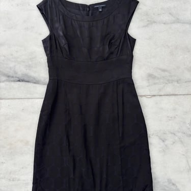 Y2K Banana Republic Dress Black Satin Polka Dot Cupro Womens 6 Office Formal 