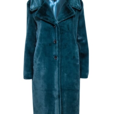 Rachel Zoe - Teal Faux Fur Long Coat Sz S