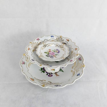 Vintage W 1764 Porcelain Tea Set Trays, Cake Stand, Made in Germany In 60's, Wallendorfer Porzellan, Mic Century Porcelain 