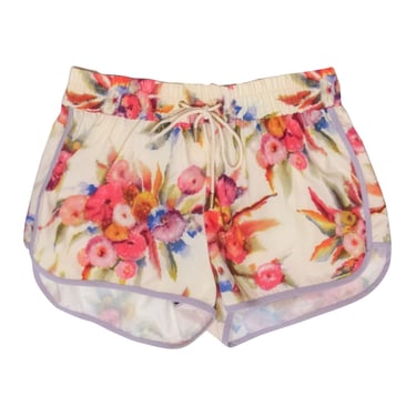 Zimmermann - Cream w/ Multi-Colored Floral Print Shorts Sz 1