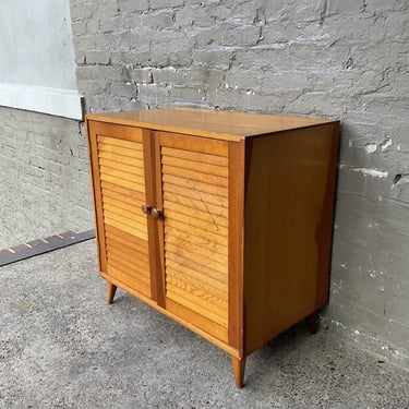 MCM Pine Louvered Door Cabinet