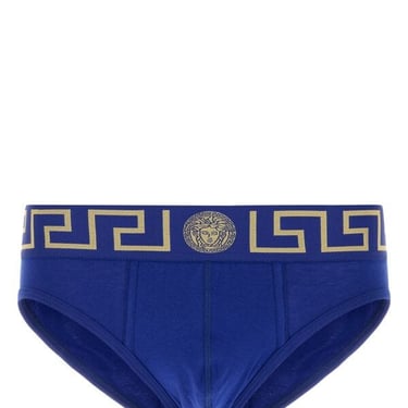 Versace Men Electric Blue Stretch Cotton Brief