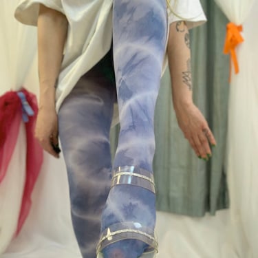 Tie Dye Tights, Hand dyed Tights, Colorful tights, Plus Size Tights, Size Inclusive Tights, Blue Tie Dye Tights 