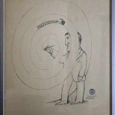Saul Steinberg Referendum 70 Political Campaign Poster Lithograph Framed 1970 