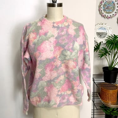 1980s Altopiano floral mohair sweater - made in Italy - size large 