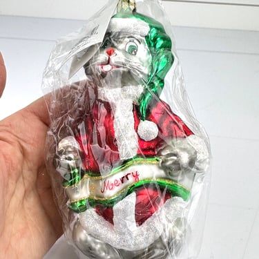 Christopher Radko MERRY MEOWS Kitty Cat Santa Glass Christmas Ornament 