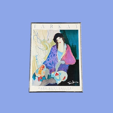 Vintage Itzchak Tarkay Print 1990s Retro Size 25x18 Contemporary + Seated Woman + Park West Gallery + Colorful + Portrait Art + Reproduction 