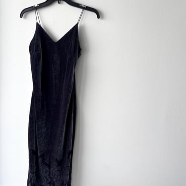 Women’s Y2K Velvet Burnout Midi Dress V Neck Gray Love Culture Size Medium Whimsigoth USA 