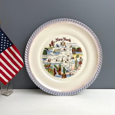 New York souvenir state plate - 1940s vintage decorative wall plate 