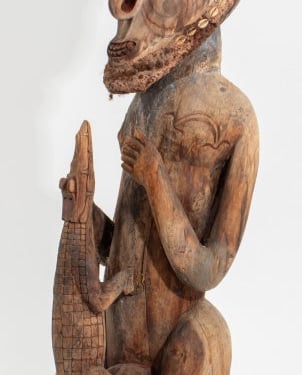 Sepik Carved Polychromed Wood Figure Sculpture