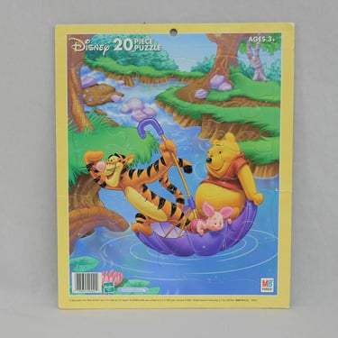 Disney Winnie-the-Pooh Puzzle - Tigger Piglet Umbrella - Hasbro Milton Bradley Frame Tray Puzzle - 20 Pieces - Vintage 2003 Disney Puzzle 