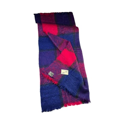 Vintage Super Soft Cape Mohair Blanket Hot Pink Purple Plaid NWT Deadstock 