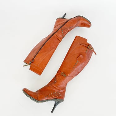 Copper Studded Stiletto Boots (7-7.5)