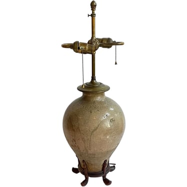 Large Chinese Pottery Vessel Two-Light Table Lamp