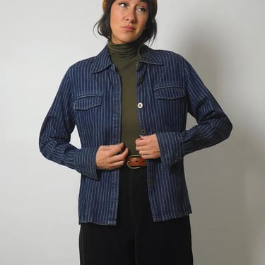 80's Pinstriped Denim Shirt