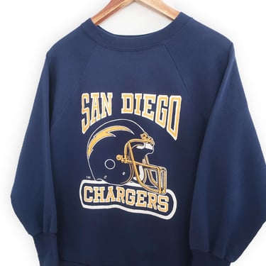 vintage sweatshirt / Chargers sweatshirt / 1980s San Diego Chargers navy raglan sweatshirt Small 