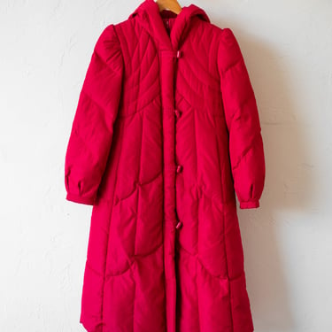 Vintage 1980s J Gallery Long Red Down Puffer M