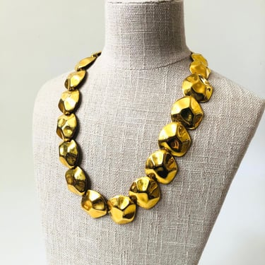 Vintage Chunky Circle Gold Tone Necklace 