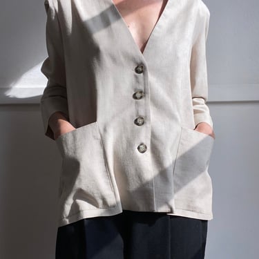 vintage linen blend chore coat size 8 / m 