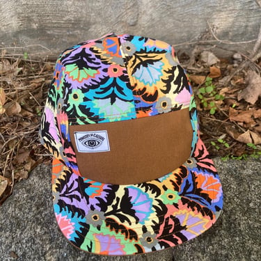 Handmade 5 Panel Camp Hat, Baseball Cap, five-panel hat, Snap Back, 5panel hat, gift for him, Baroque Paisley Print Statement Hat 