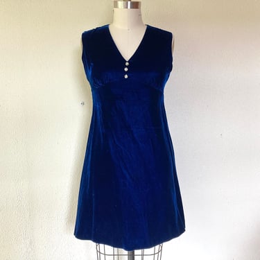 1960’s Blue velvet mini dress 